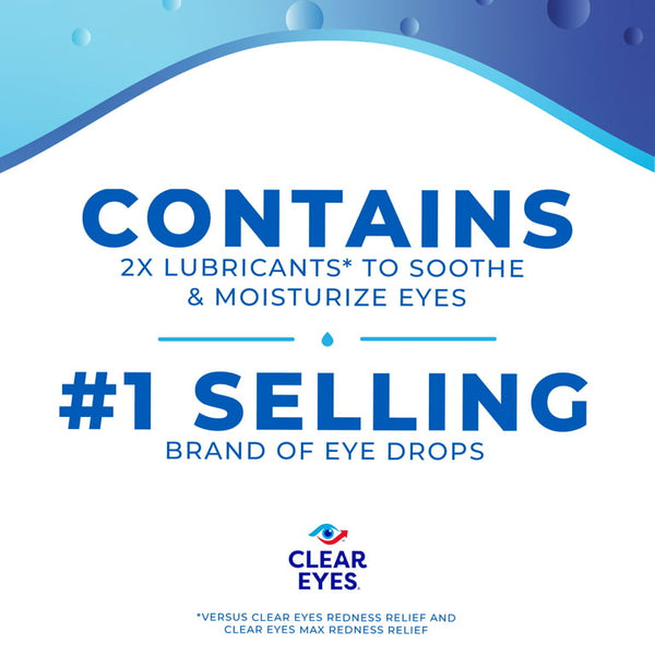 Clear Eyes Redness Eye Relief Lubricant Eye Drops, 1.0 fl oz 