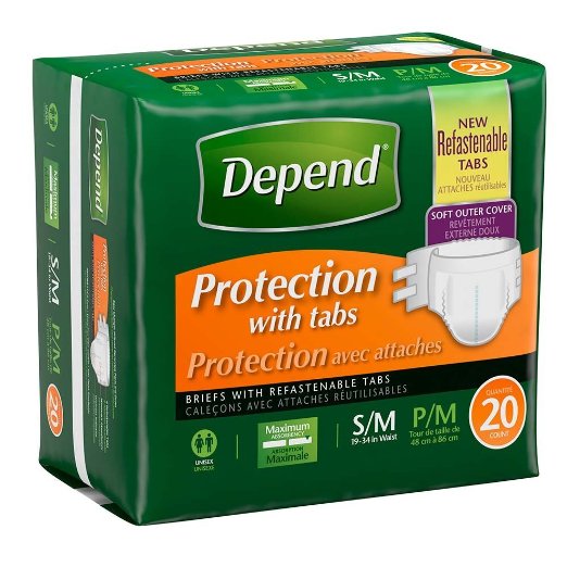 Depend Protection Briefs With Tabs Small Medium 19 34 Package Of 20 Pack Of 4