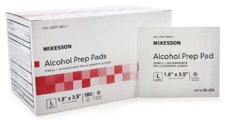 70% Alcohol Prep Pads, 100 Individually Wrapped Wipes